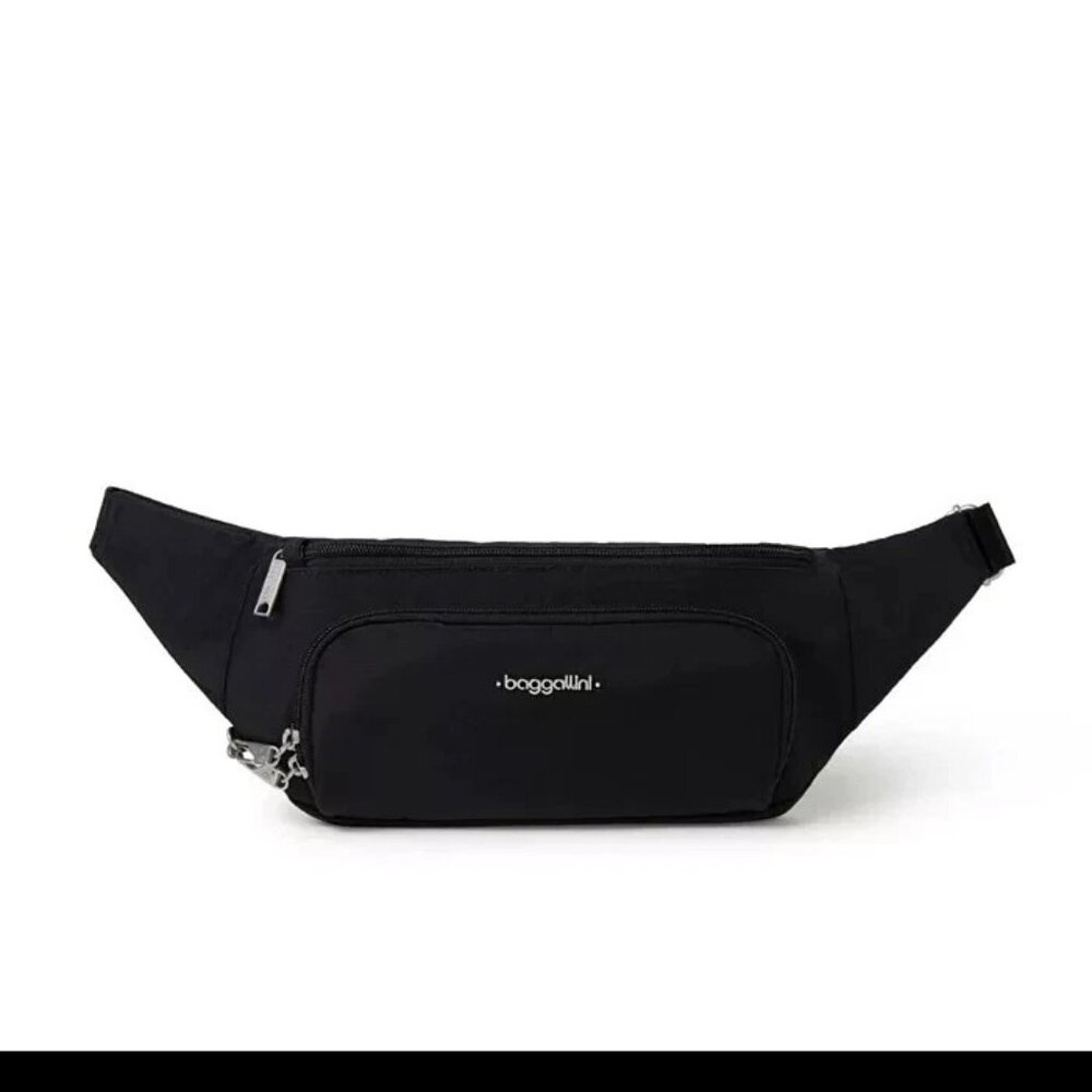 Baggallini Unisex On The Go Belt Bag Waist Pack Fanny Black RFID Anti-Theft NEW